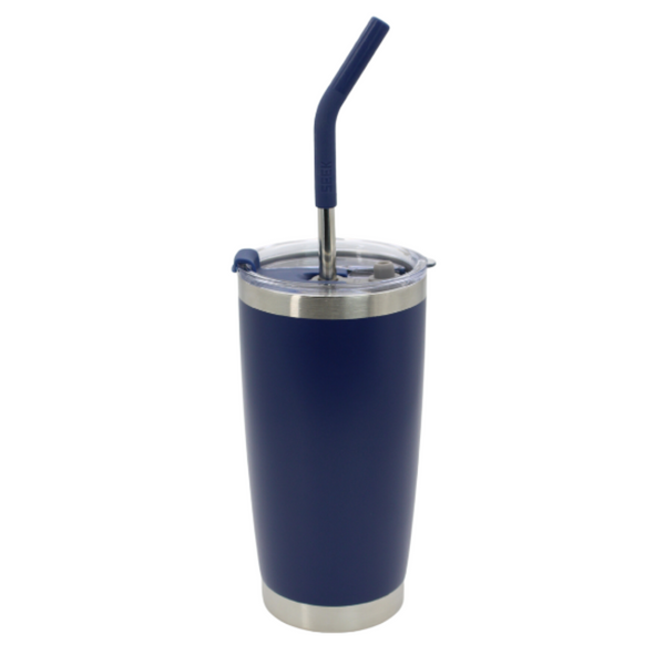 Nuevo Vaso Aislante 20 oz Mate Azul Marino con Popote