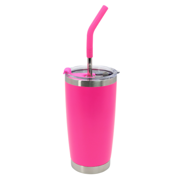 Nuevo Vaso Aislante 20 oz Mate Rosa Neón con Popote