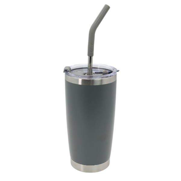 Nuevo Vaso Aislante 20 oz Mate Gris con Popote
