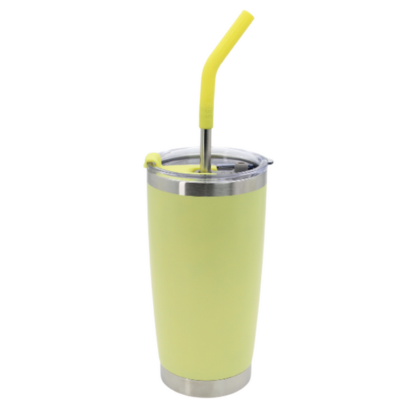 Nuevo Vaso Aislante 20 oz Mate Amarillo Suave con Popote