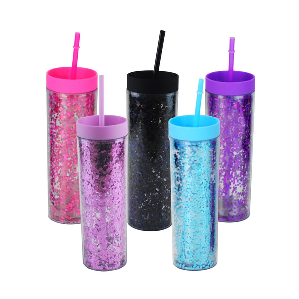 Vaso Skinny Glitter Tapa Mate