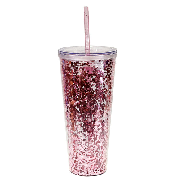 Classic Glitter Tapa Transparente 710 ml. - Rosa Gold