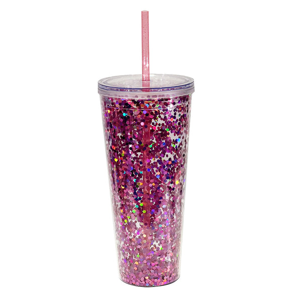 Classic Glitter Tapa Transparente 710 ml. - Fucsia