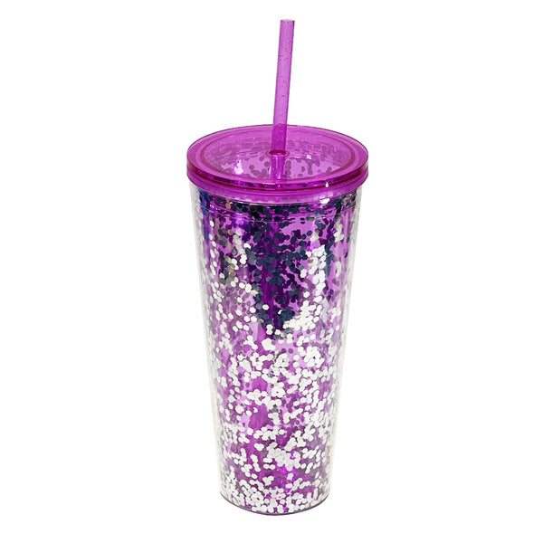 Classic Glitter Tapa Color 710 ml. -Morado/Plata