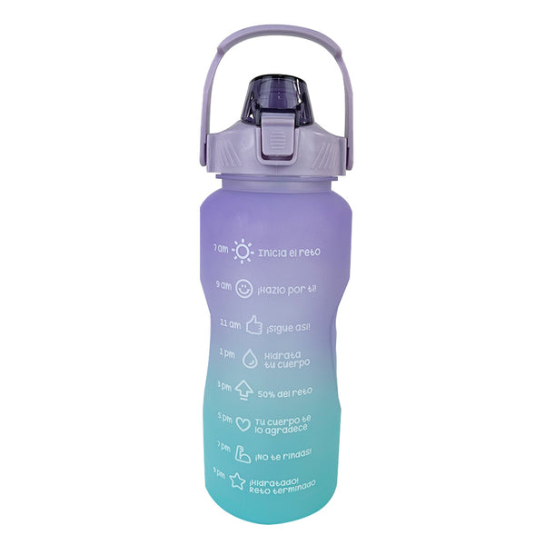 Botella Motivadora 64 oz. - Lila/Celeste