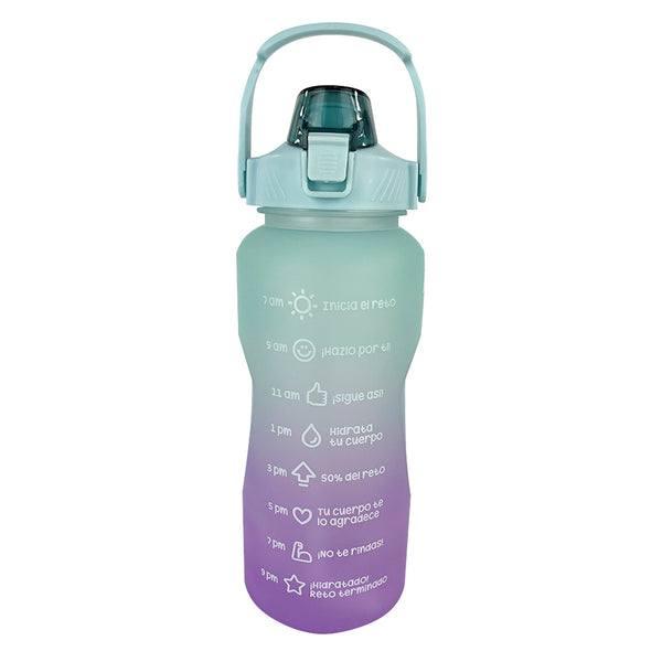 Botella Motivadora 64 oz. - Celeste/Lilla