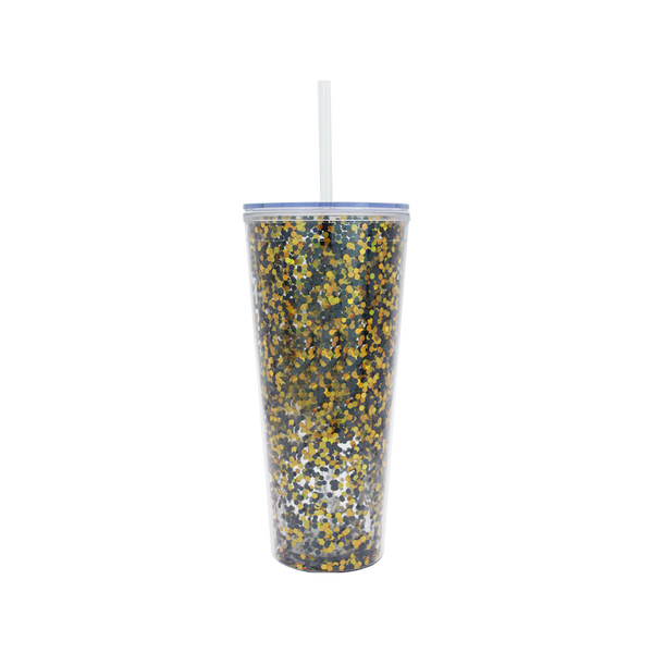 Classic Glitter Tapa Transparente 710 ml. - Negro/Dorado