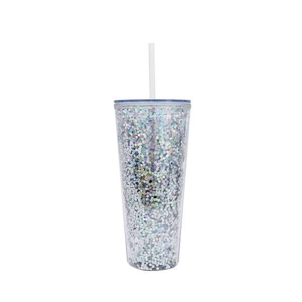 Classic Glitter Tapa Transparente 710 ml. - Plata / Tornasol