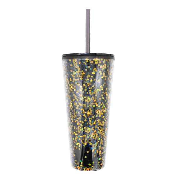Classic Glitter Tapa Color 710 ml. - Negro/Dorado